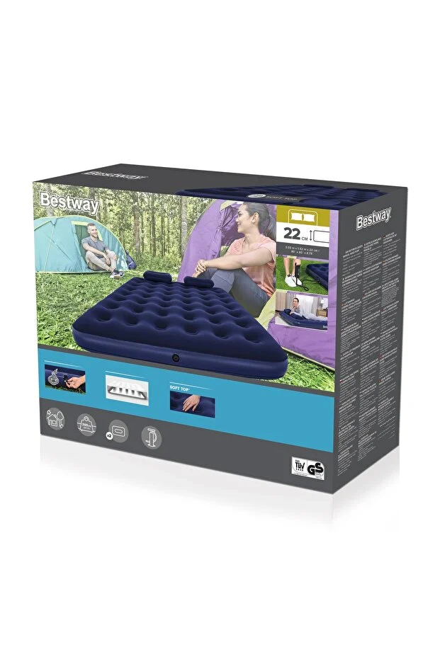 Bestway 67374 Şişme Yatak Yastıklı Ve Pompalı 203X152X22 cm